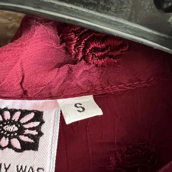 Johnny Was Lace Floral Semi Sheer Collar Button Front Top - Picture 5 of 9